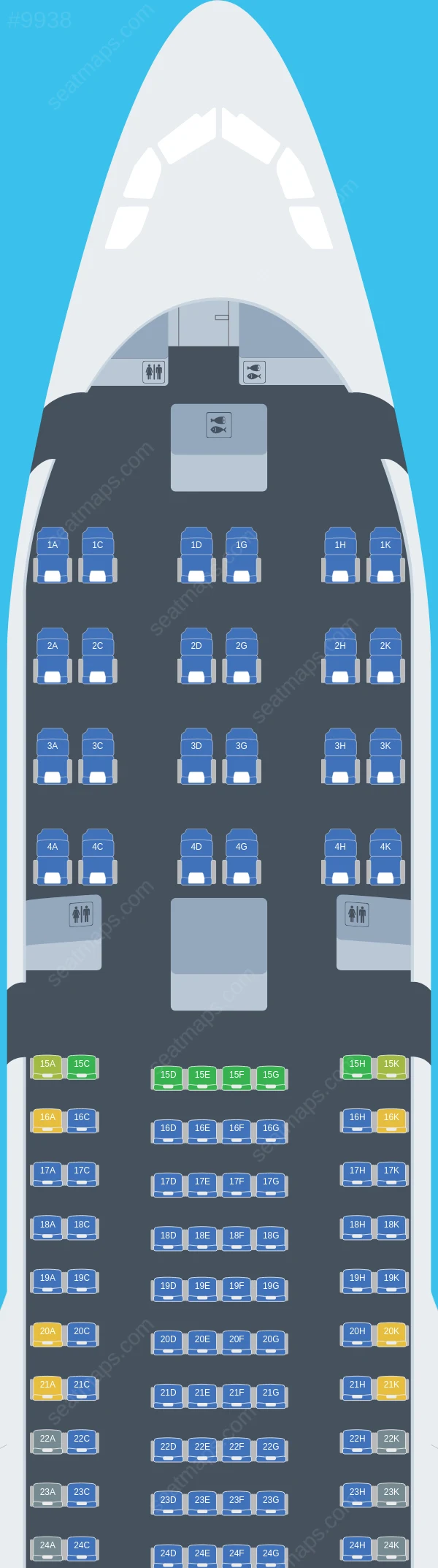 flyCAA Airbus A330-200 seatmap preview