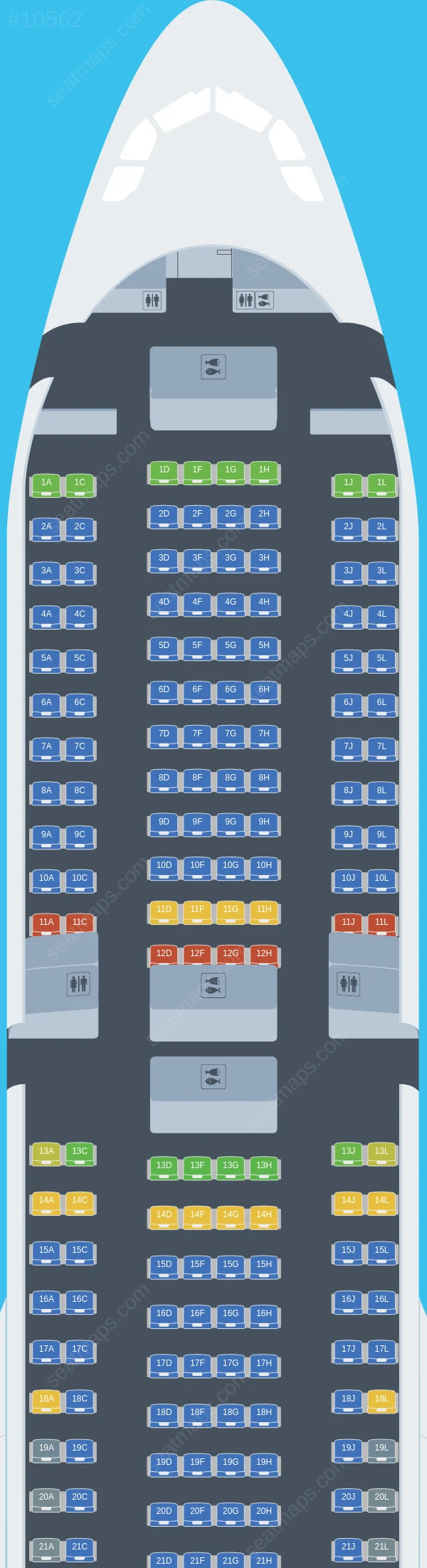 World 2 Fly Portugal Airbus A330-300 seatmap preview
