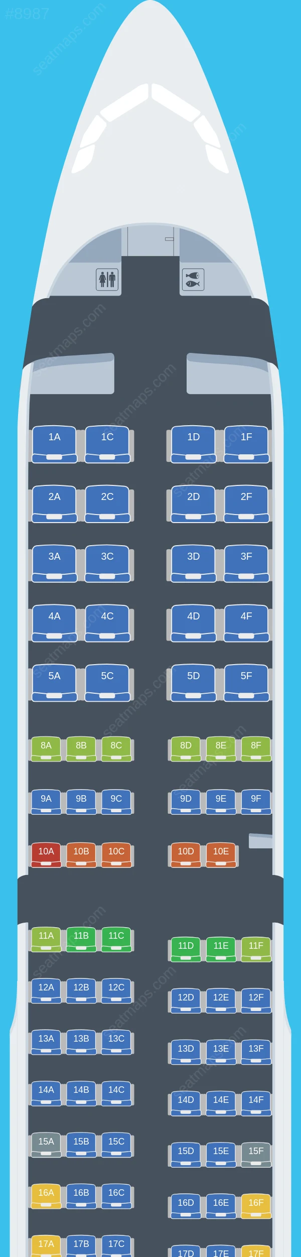 American Airlines Airbus A321-200 V.1 seatmap preview