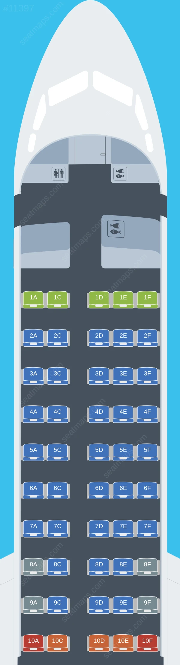 i-Fly Air Fokker 70 seatmap preview