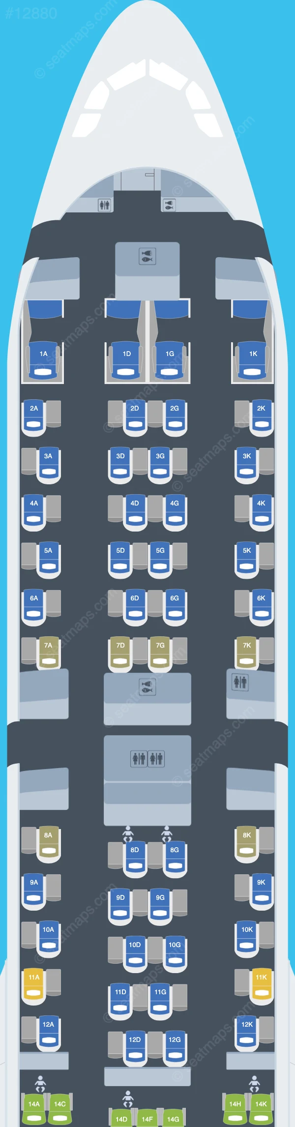 Air Côte d'Ivoire Airbus A330-900neo seatmap preview