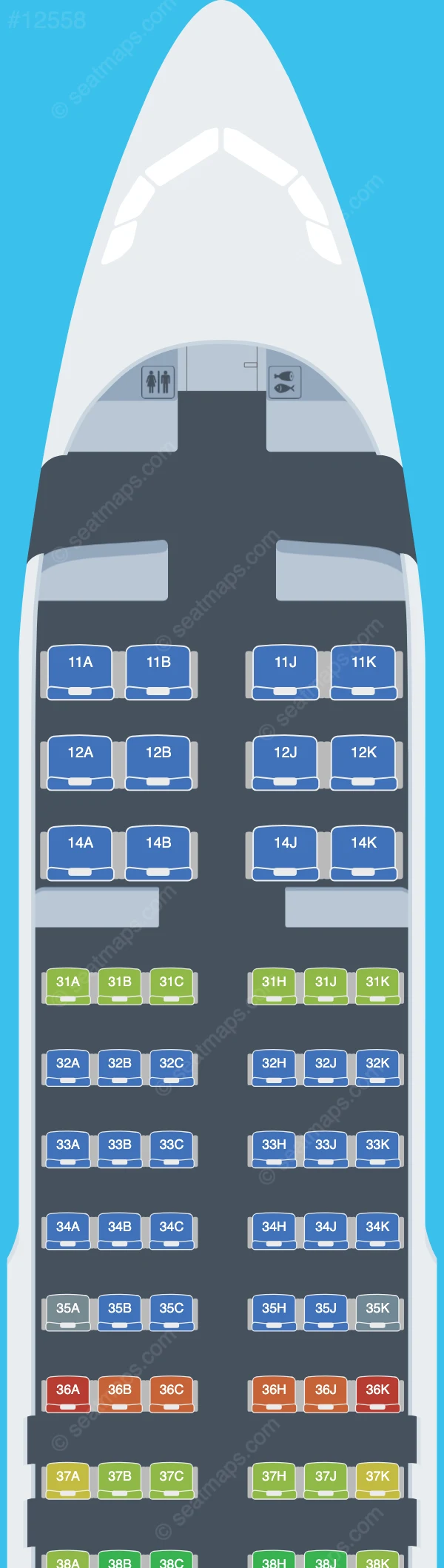 Thai Airways International Airbus A320-200 V.3 seatmap preview