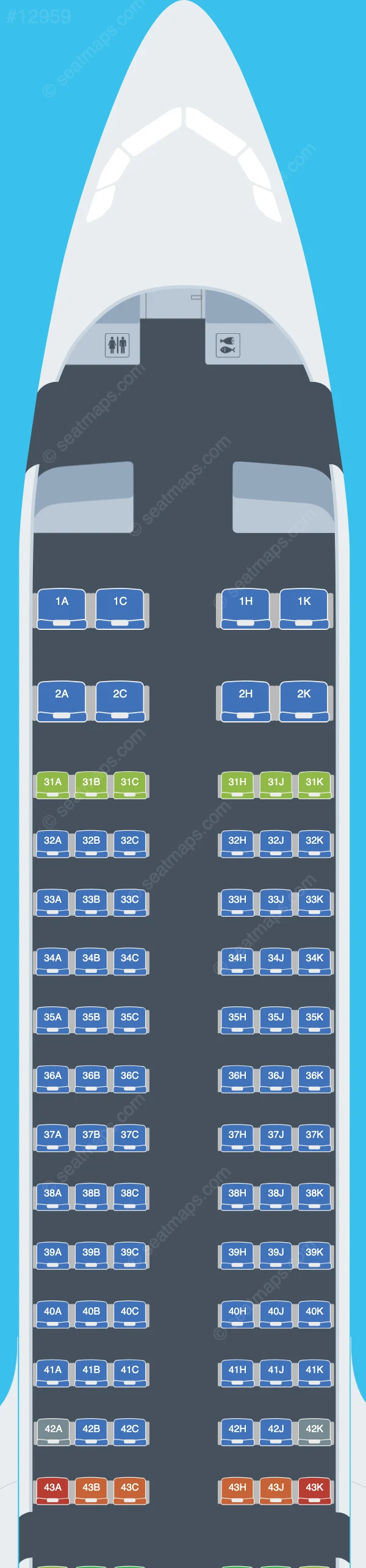 Sichuan Airlines Airbus A321neo seatmap preview