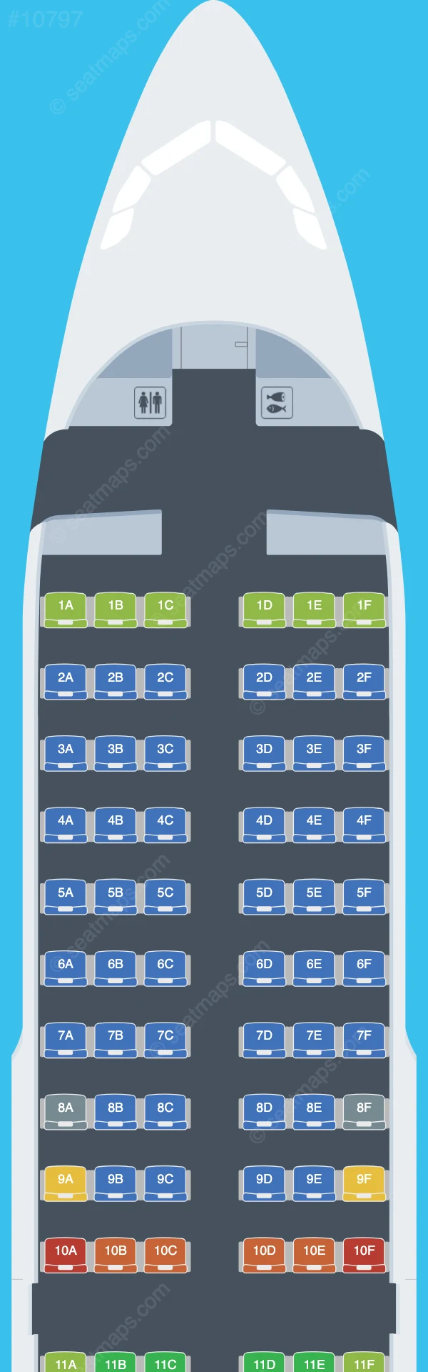 FlyOne Airbus A319-100 seatmap preview