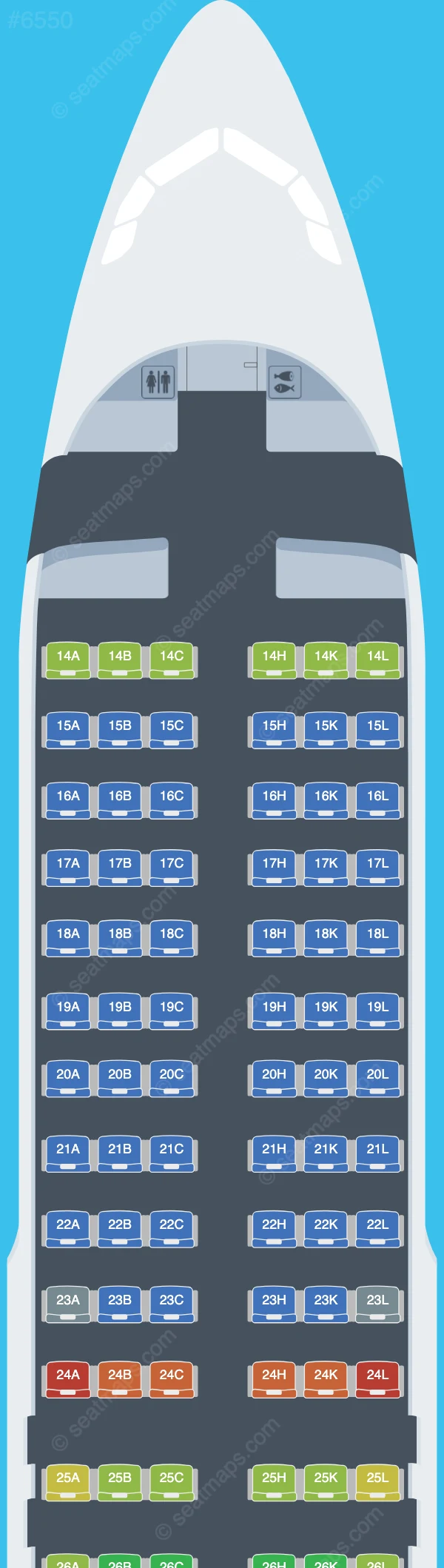 AZAL Azerbaijan Airlines Airbus A320-200 V.2 seatmap preview