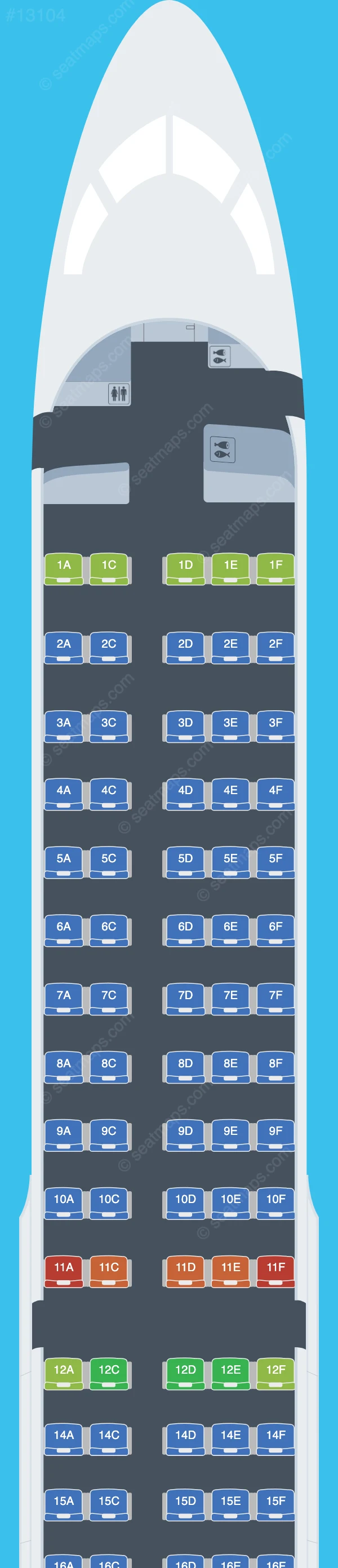 Cyprus Airways Airbus A220-300 V.2 seatmap mobile preview