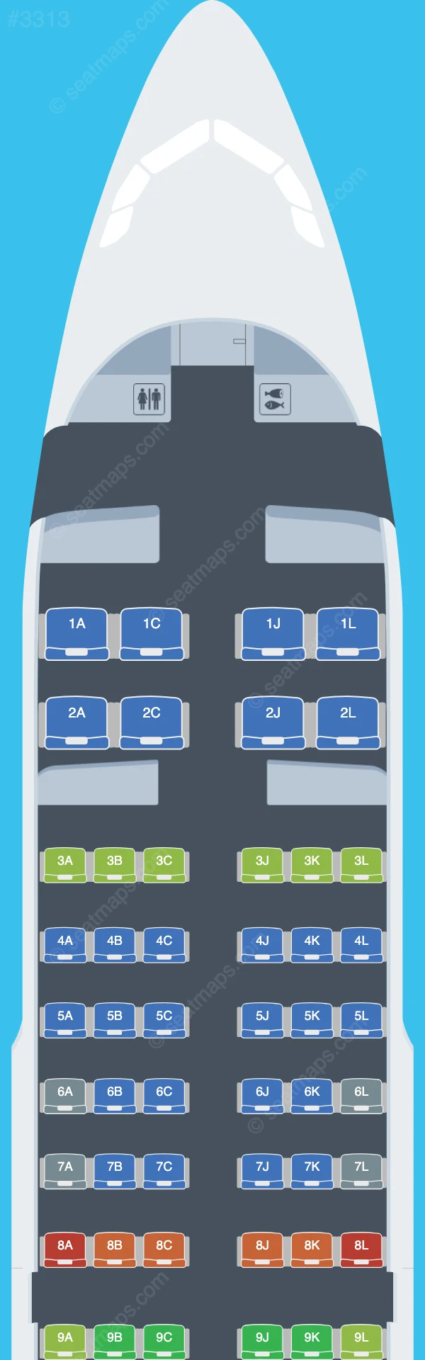 Shenzhen Airlines Airbus A319-100 seatmap preview
