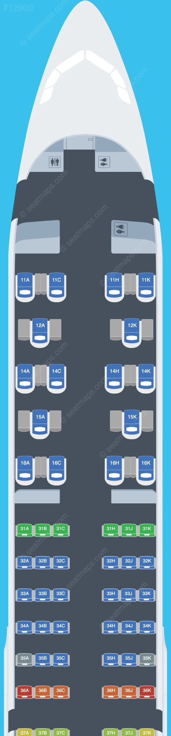 Thai Airways International Airbus A321neo seatmap preview