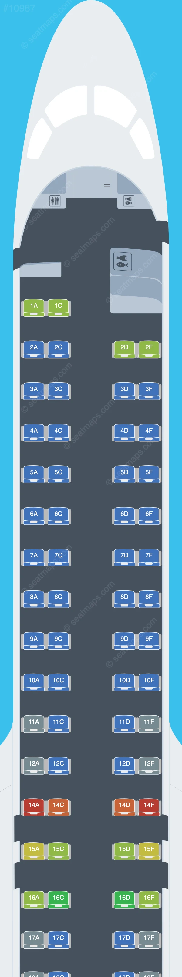 Swiss Embraer E195 E2 seatmap preview