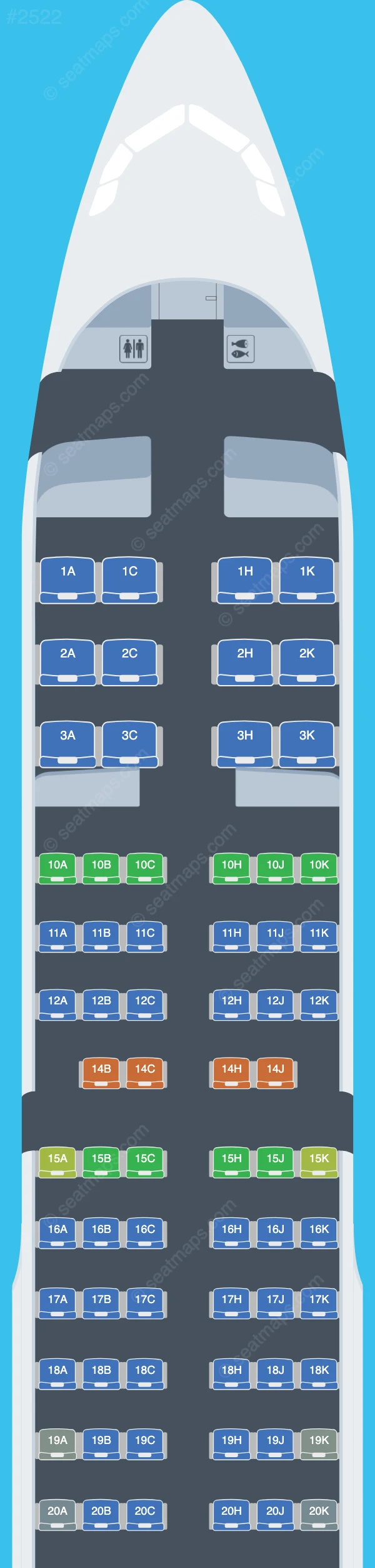 Asiana Airlines Airbus A321-200 V.1 seatmap preview