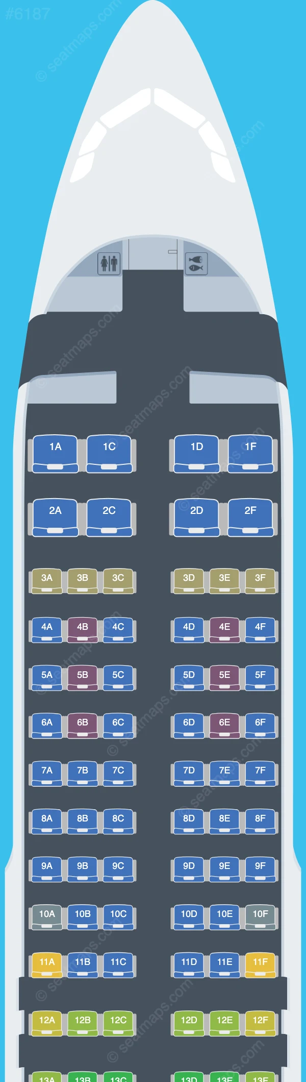 Spirit Airlines Airbus A320-200 V.1 seatmap preview
