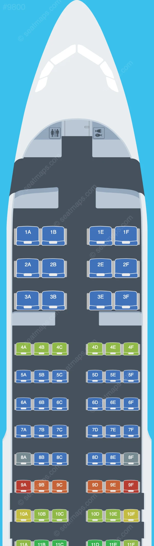 Uzbekistan Airways Airbus A320neo V.1 seatmap preview