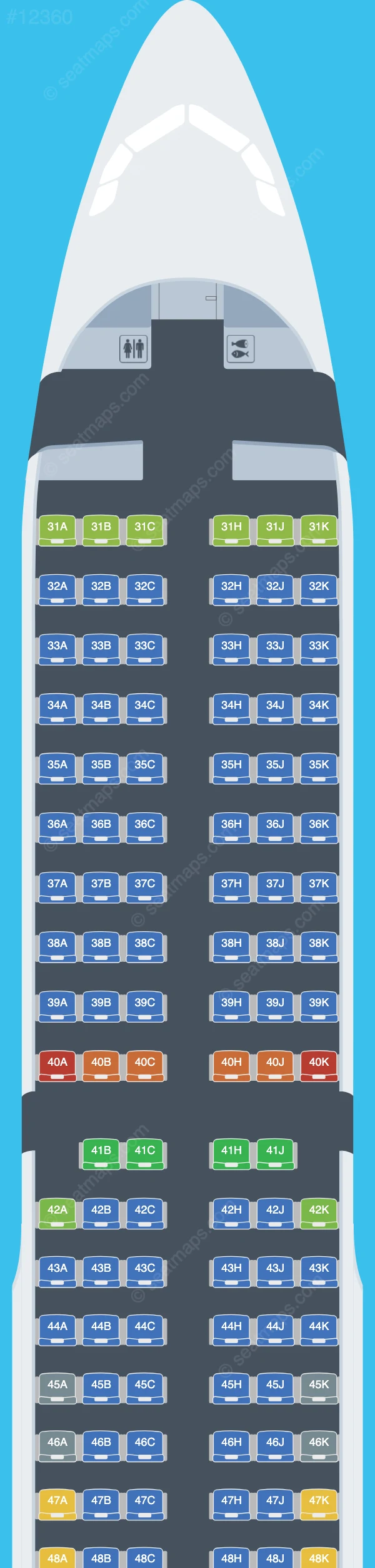 Hong Kong Airlines Airbus A321-200 V.1 seatmap preview