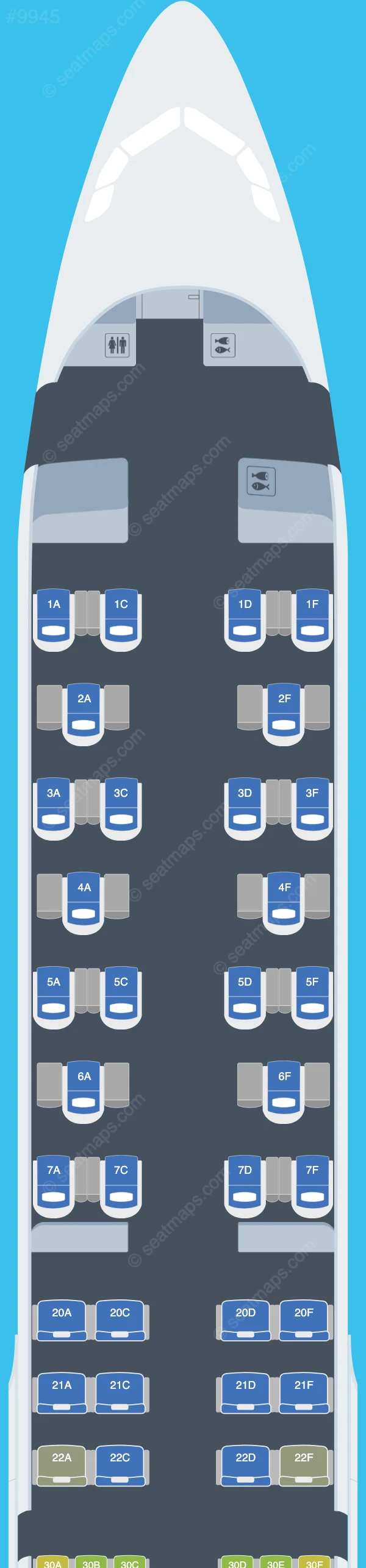 SAS Airbus A321neo seatmap preview