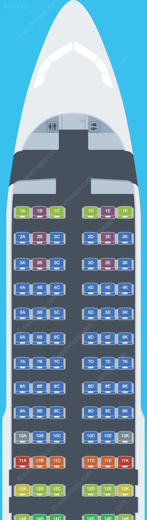 Avianca Ecuador Airbus A320-200 seatmap preview