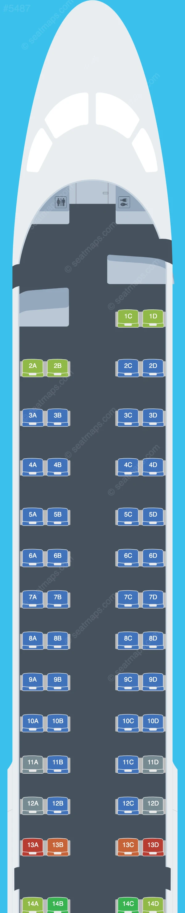 Azul Brazilian Airlines Embraer E195 seatmap preview