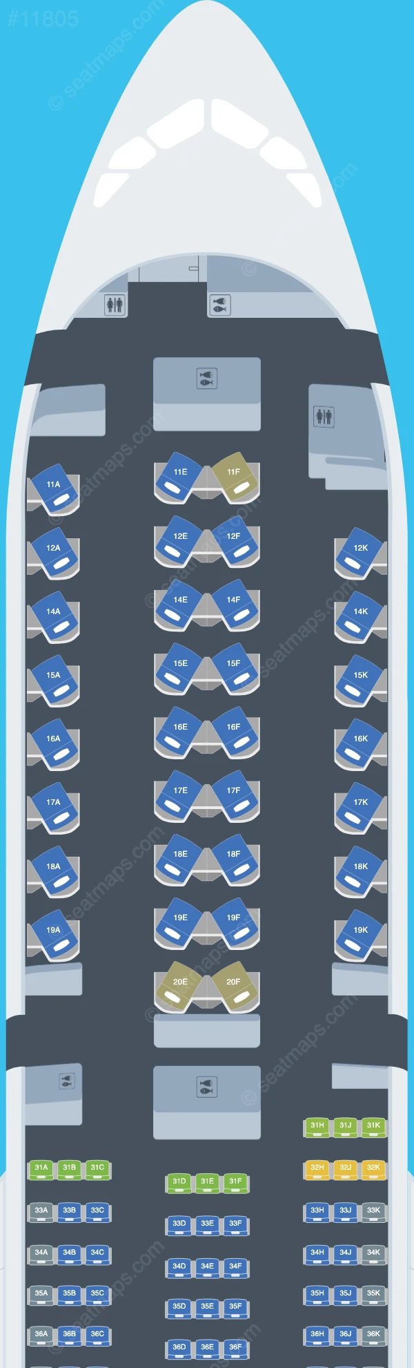 Thai Airways International Airbus A350-900 V.2 seatmap preview