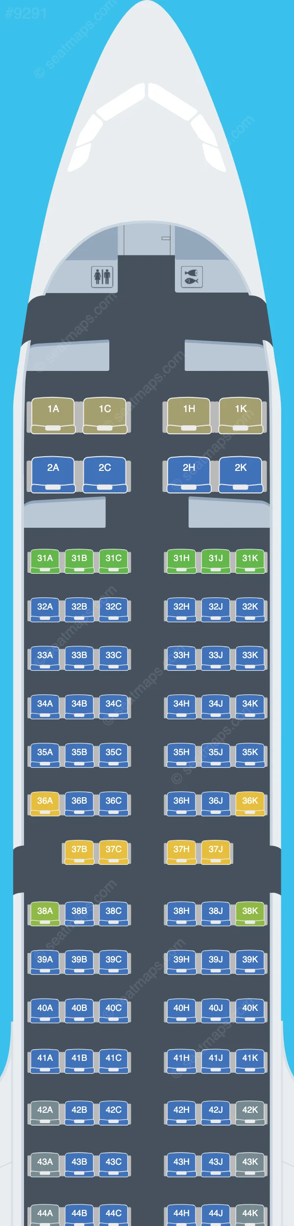Sichuan Airlines Airbus A321neo seatmap preview