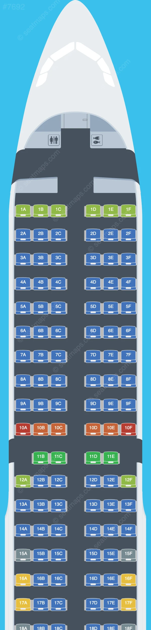 Jetstar Airways Airbus A321-200 V.1 seatmap preview
