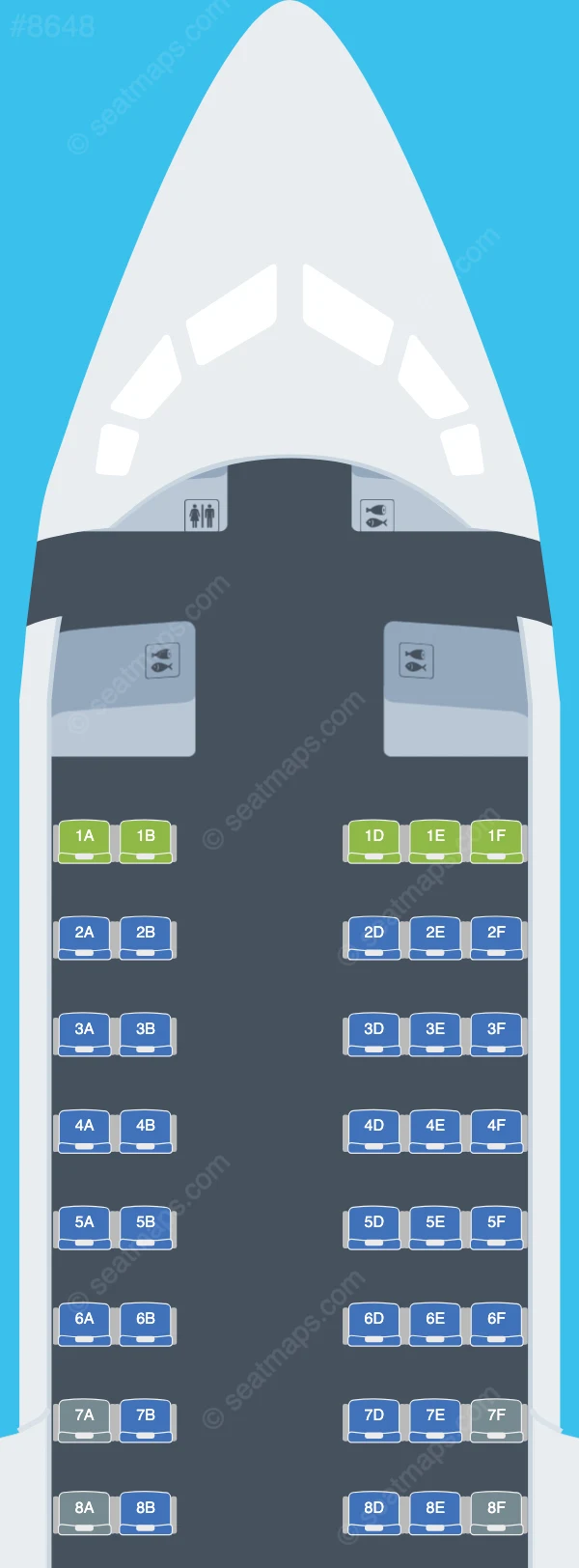 Royal Air Charter Service Avro RJ100 seatmap preview