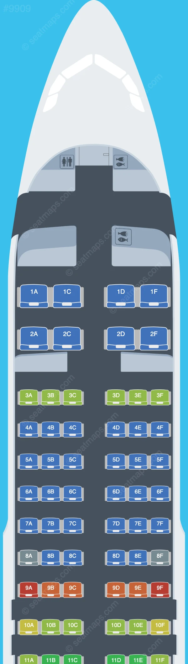 LongJiang Airlines Airbus A320-200 V.2 seatmap preview