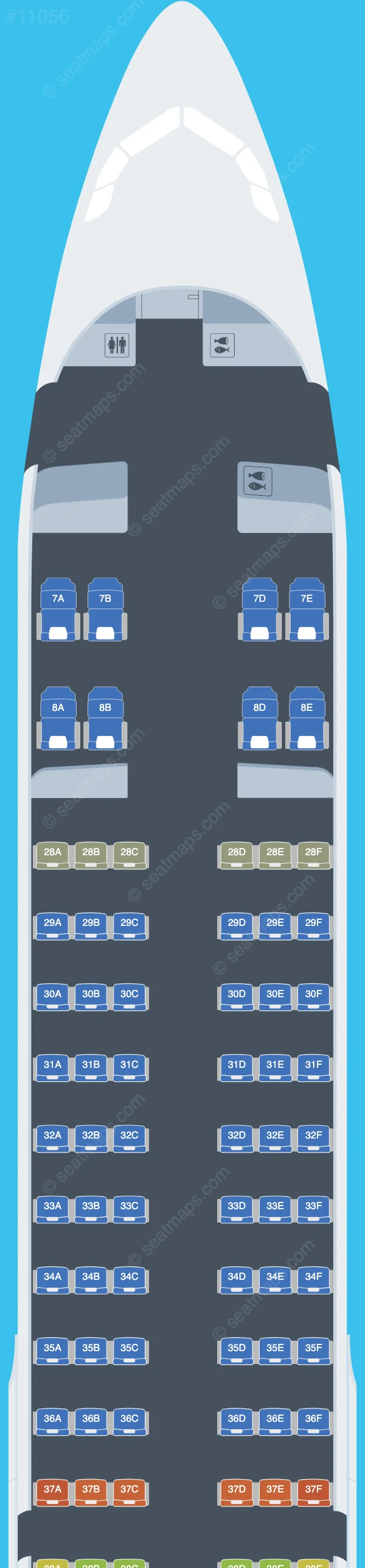 Korean Air Airbus A321neo seatmap preview