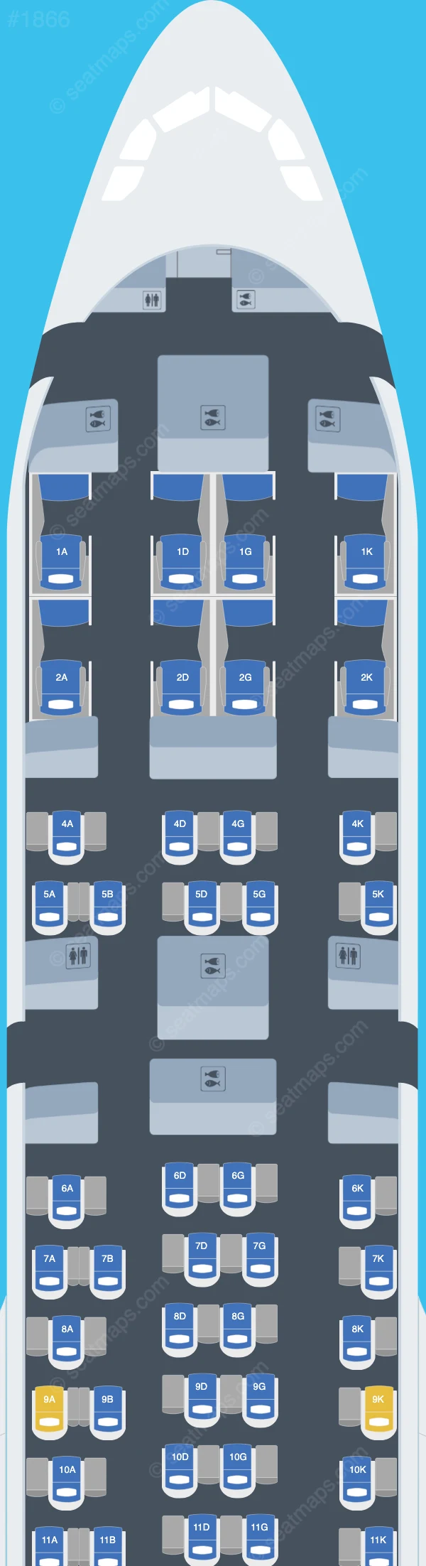 Swiss Airbus A330-300 seatmap preview
