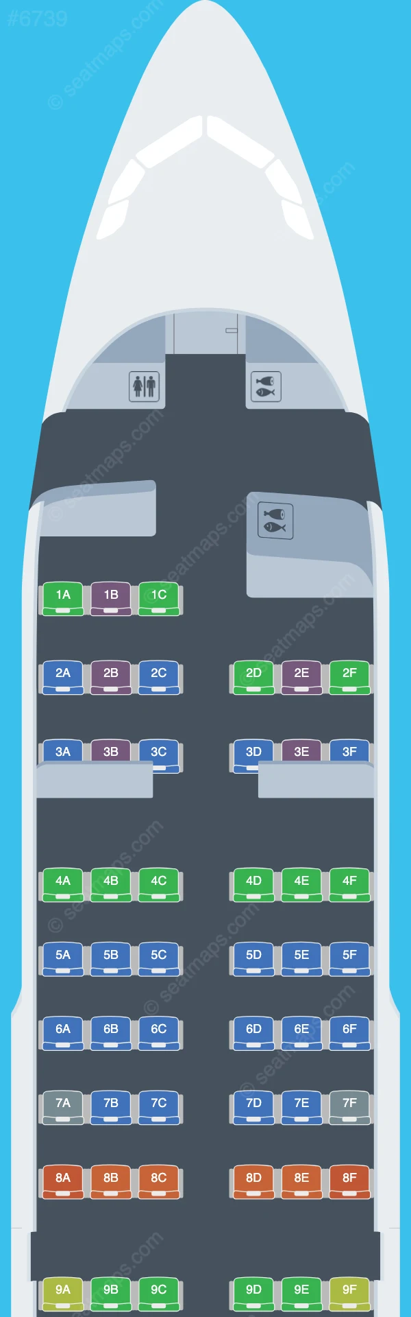 Myanmar Airways International Airbus A319-100 V.2 seatmap preview