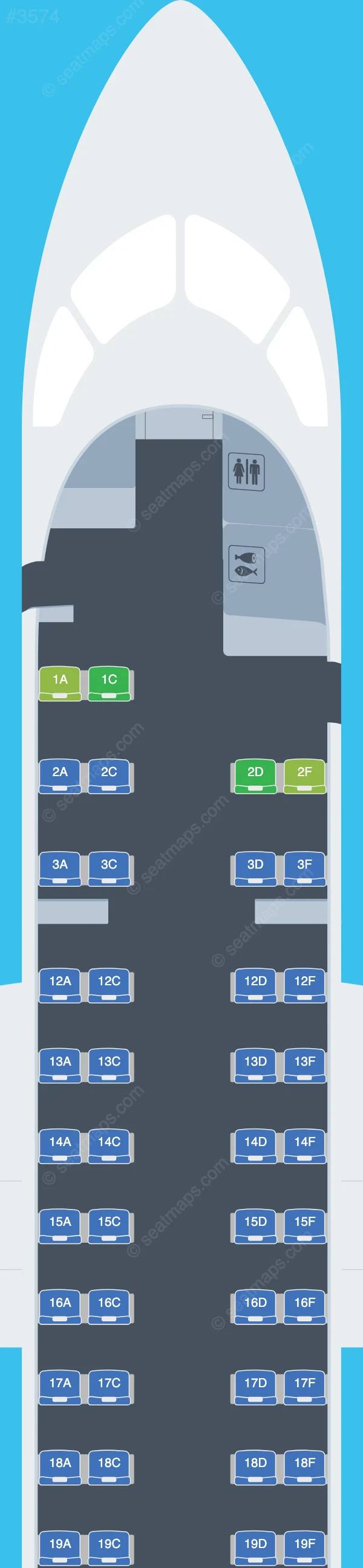 Arik Air De Havilland Q400 seatmap preview