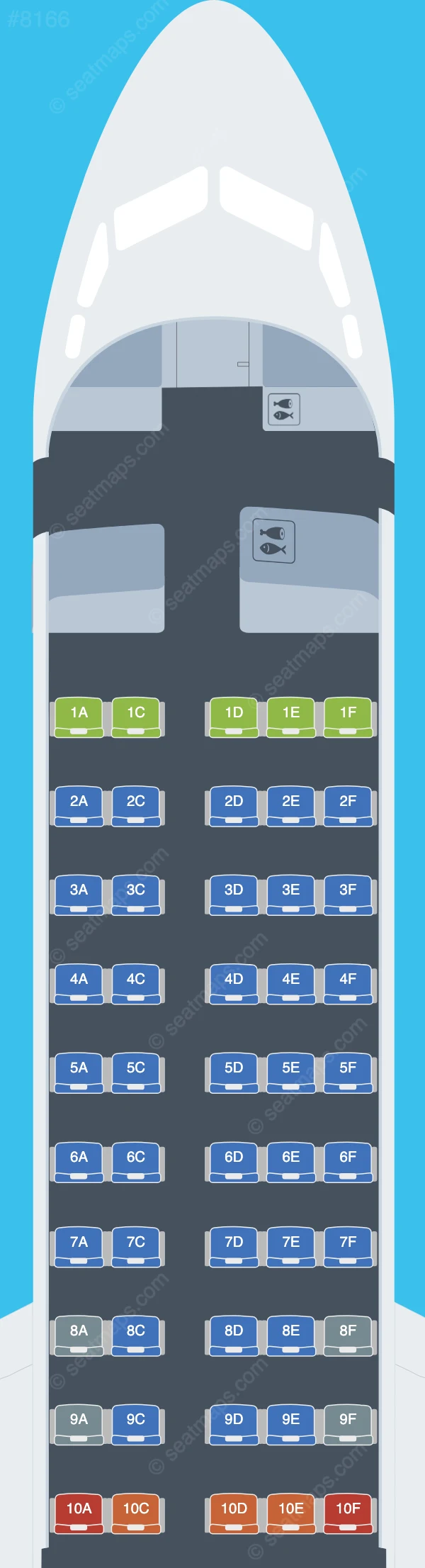 Fly All Ways Airlines Fokker 70 seatmap preview
