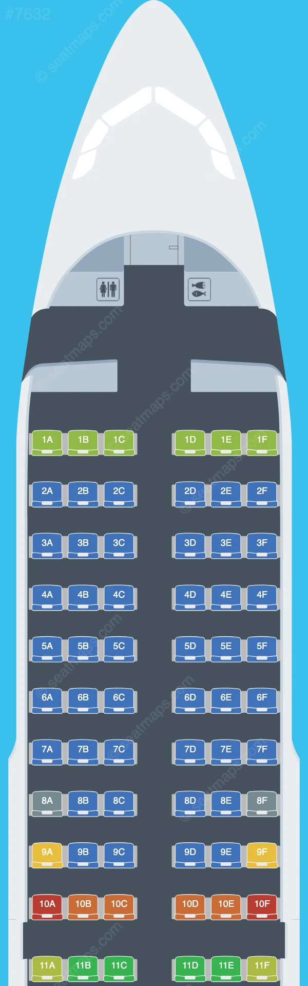 Chair Airlines Airbus A319-100 seatmap preview