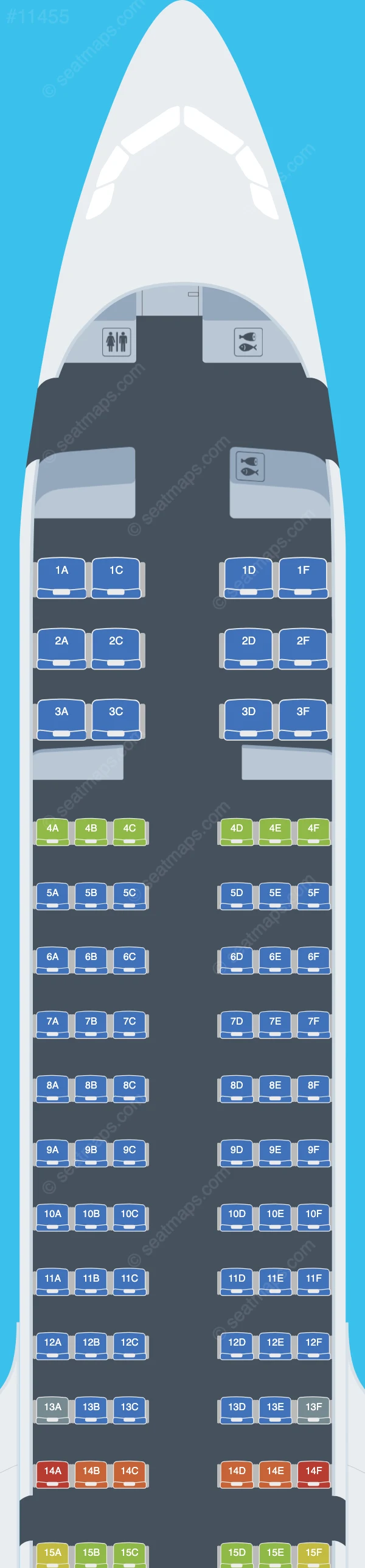 Qanot Sharq Airlines Airbus A321neo seatmap preview