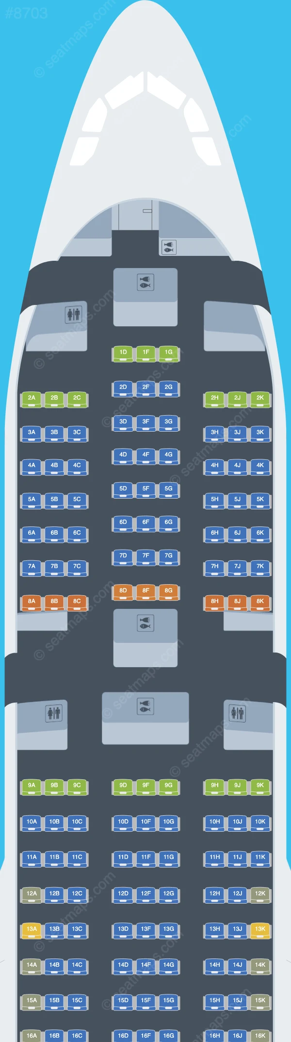 iFly Airlines Airbus A330-200 V.5 seatmap preview