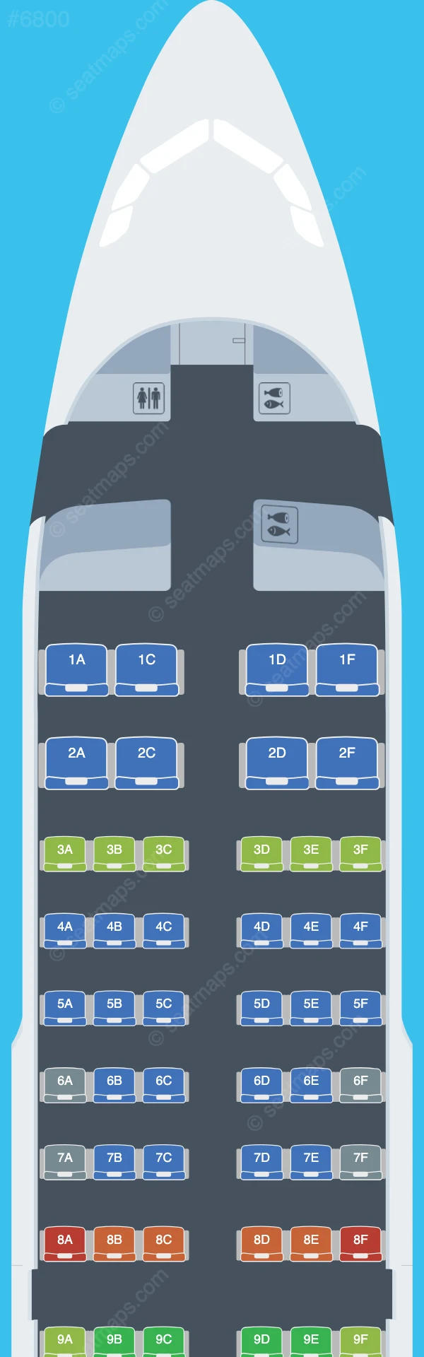 Aurora Airbus A319-100 seatmap preview