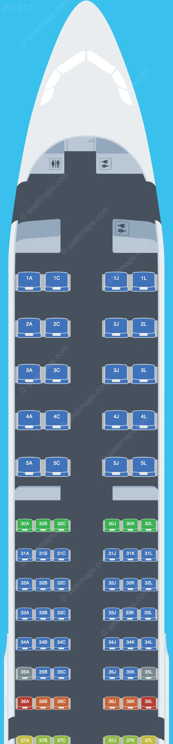 Saudia Airbus A321neo LR seatmap preview