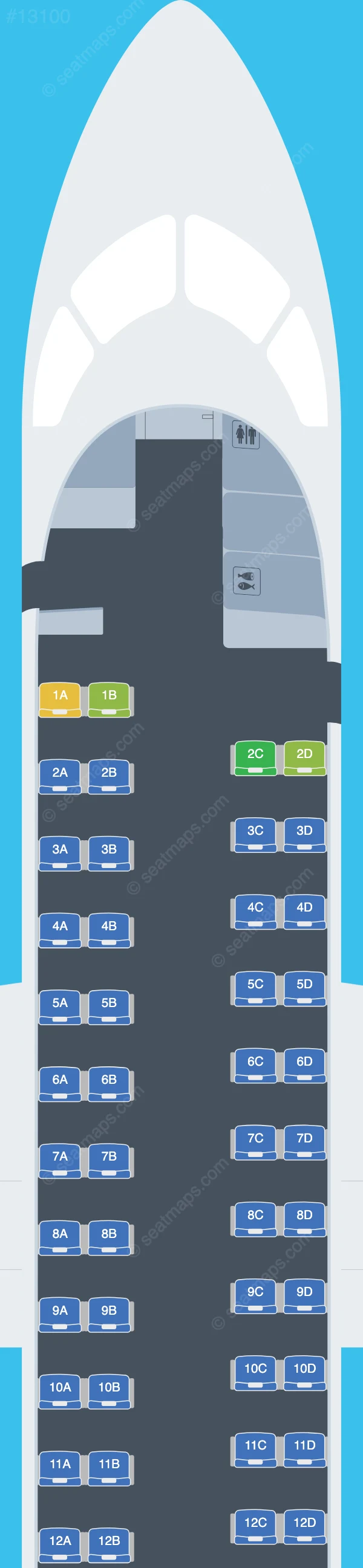 Asman Airlines De Havilland Q400 seatmap preview