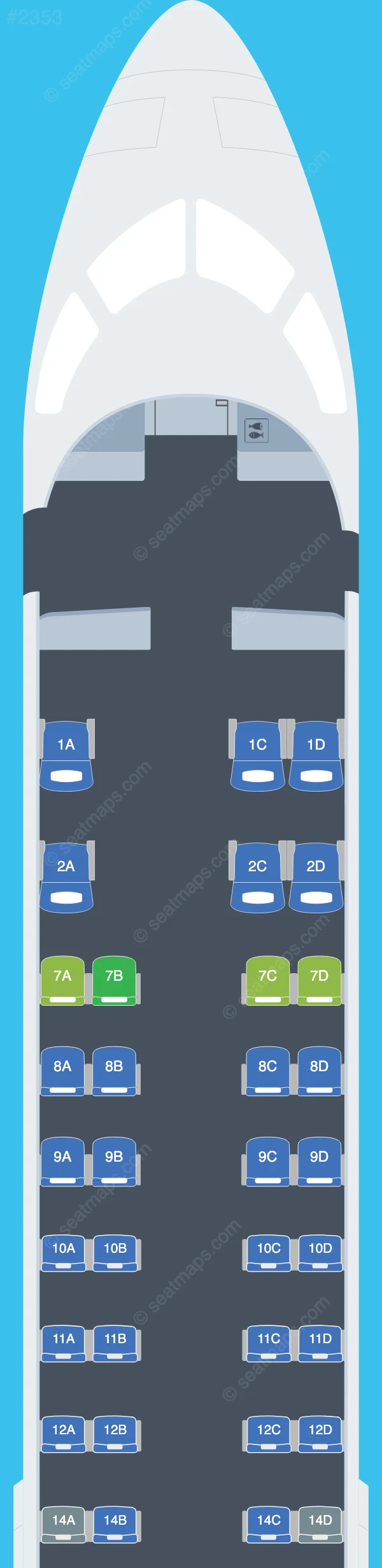 United Bombardier CRJ700 seatmap preview