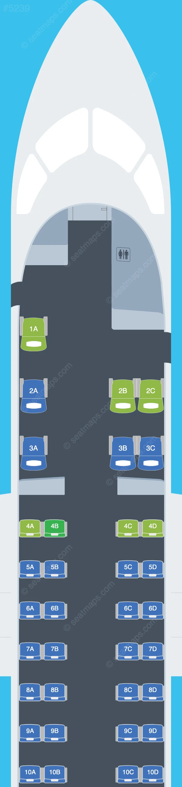 Air Côte d'Ivoire De Havilland Q400 seatmap preview
