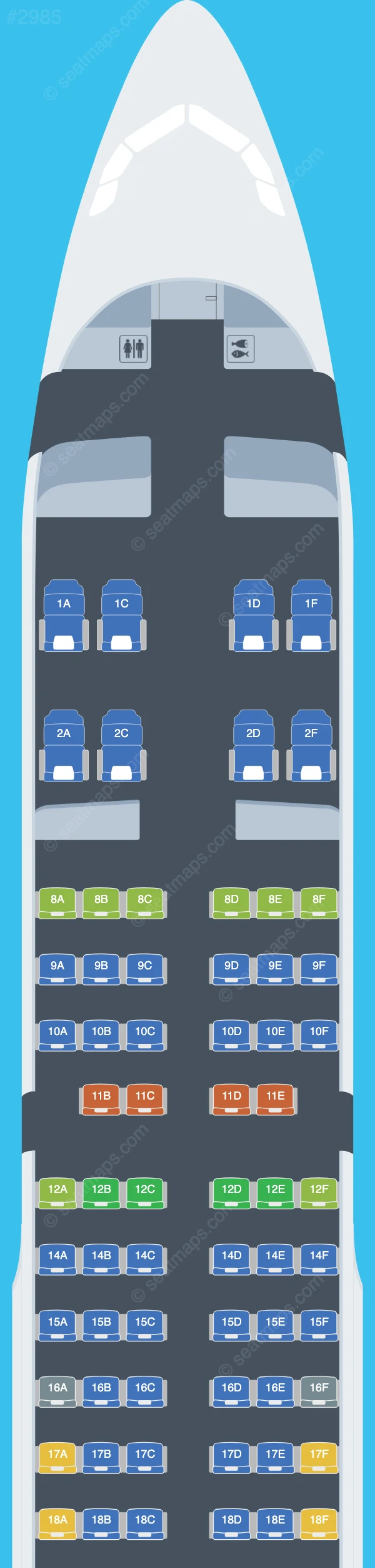 Gulf Air Airbus A321-200 seatmap preview