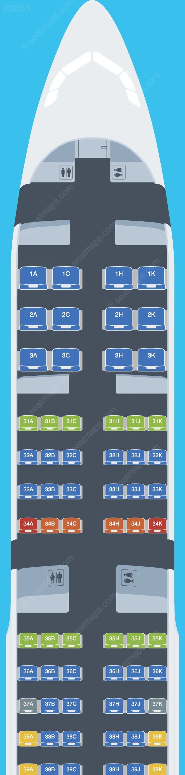 China Southern Airbus A321-200 V.2 seatmap preview