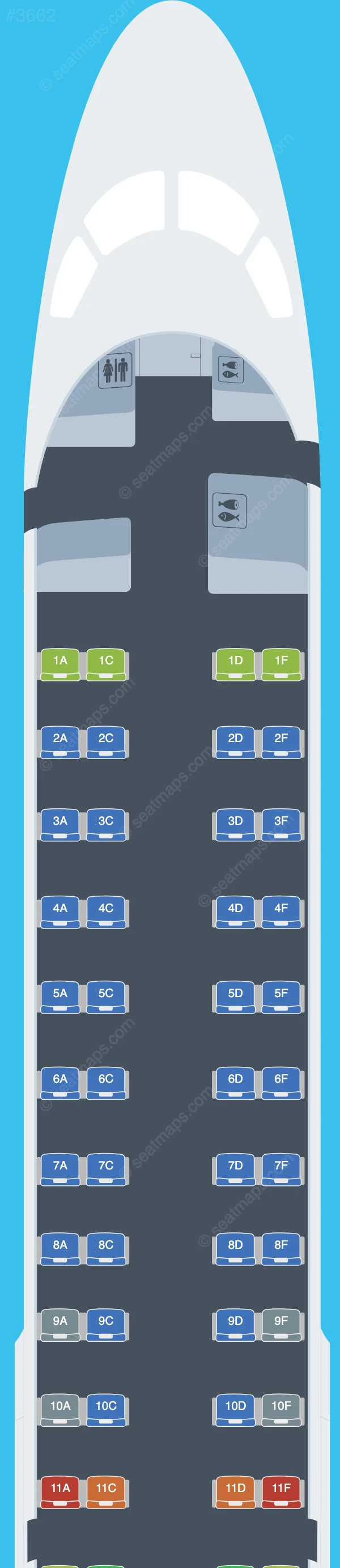 Bulgaria Air Embraer E190 seatmap preview