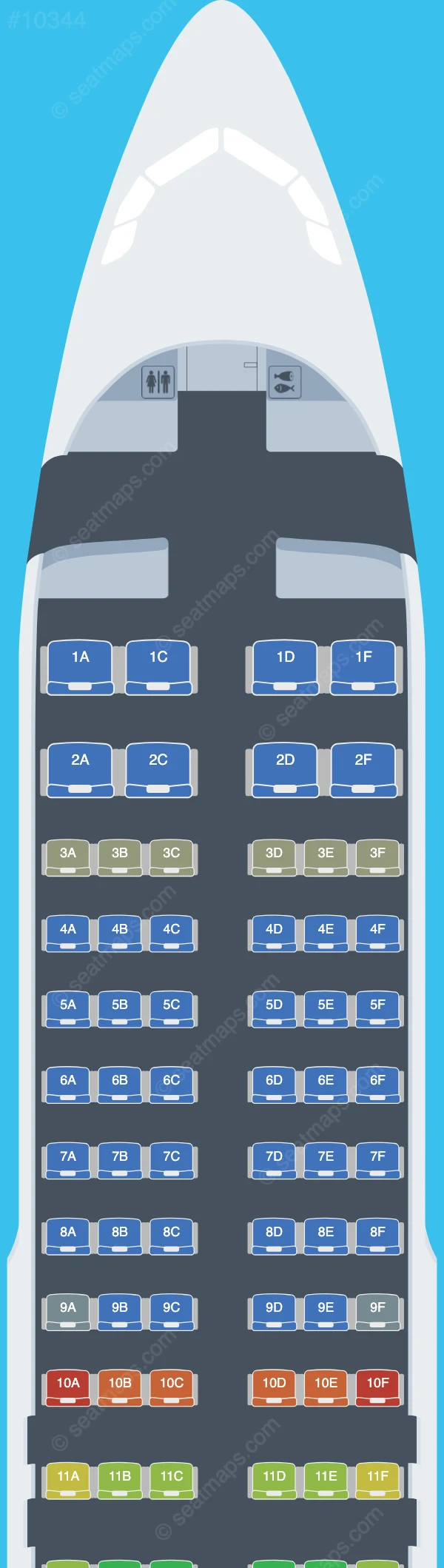 Myanmar Airways International Airbus A320-200 V.1 seatmap preview