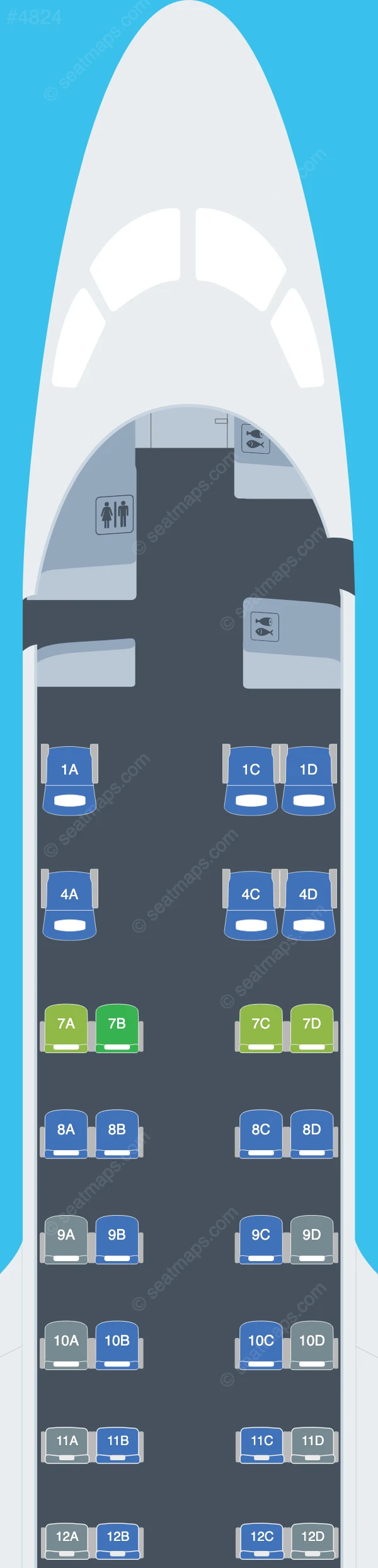 United Embraer E170 seatmap preview