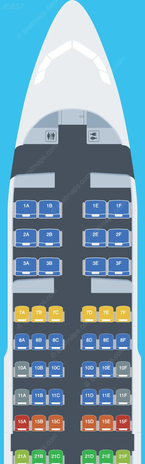 United Airbus A319-100 seatmap mobile preview