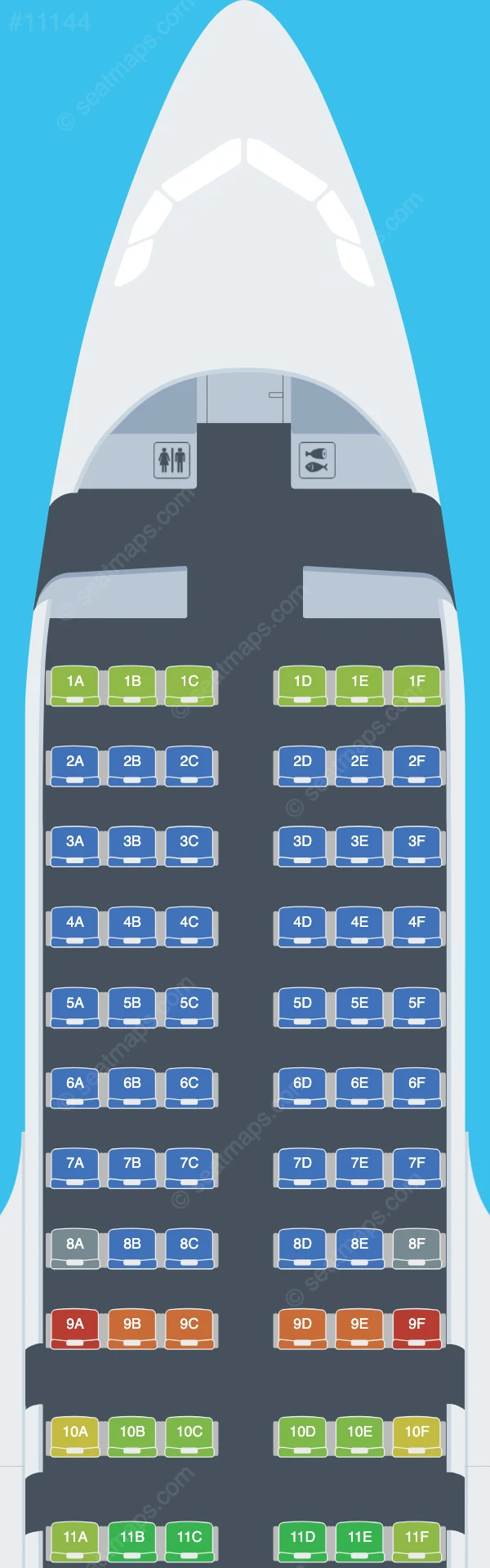 IrAero Airbus A319-100 seatmap preview