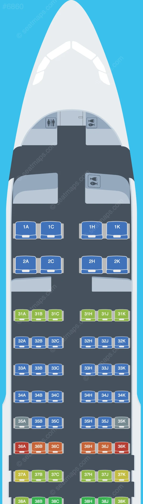 Chongqing Airlines Airbus A320-200 seatmap preview