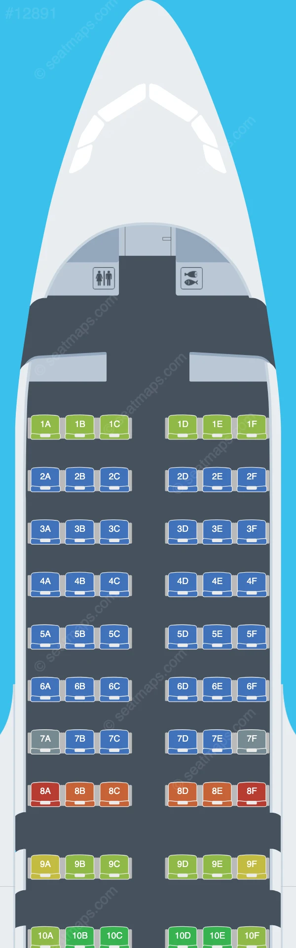 BRA Braathens Regional Airlines Airbus A319-100 seatmap preview