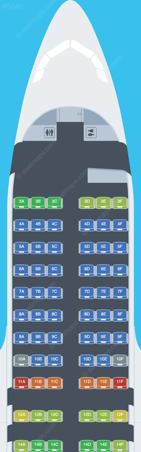 Allegiant Air Airbus A319-100 seatmap preview