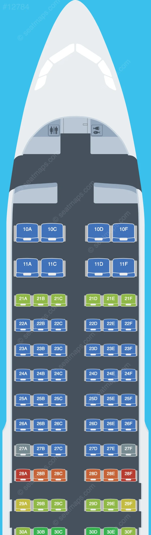 Uzbekistan Airways Airbus A320neo V.2 seatmap preview