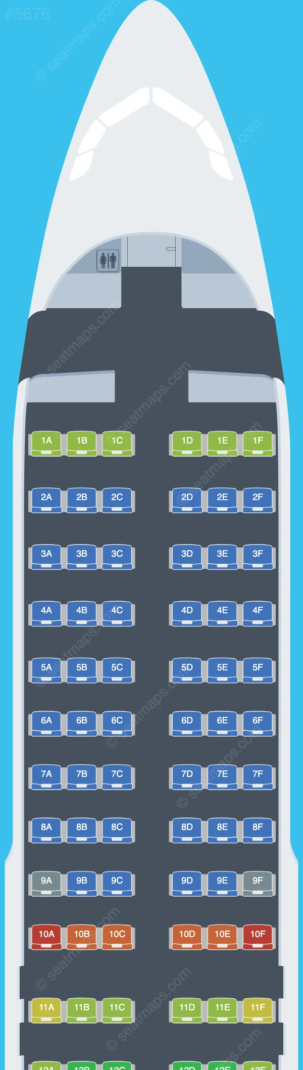 Azul Brazilian Airlines Airbus A320neo V.1 seatmap preview